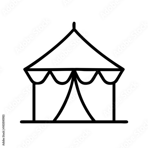 beach tent line art icon vector illustration