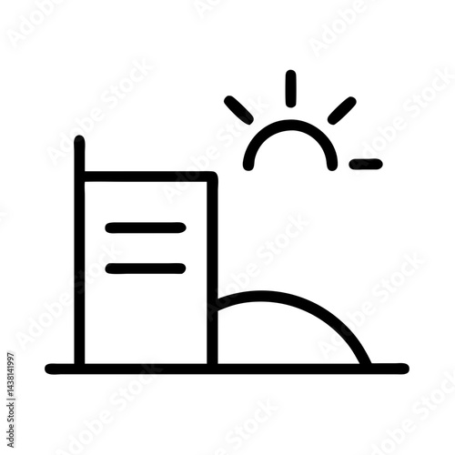 beachside hotel line art icon vector illustration
