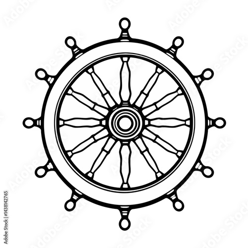 Classic Ship Wheel Nautical Illustration