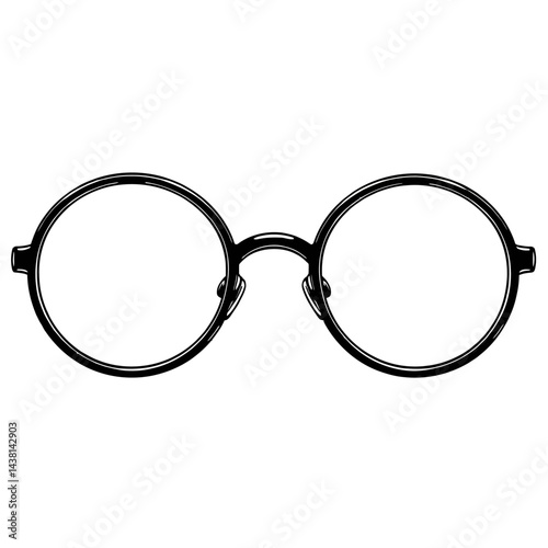 Round Glasses Illustration Black and White