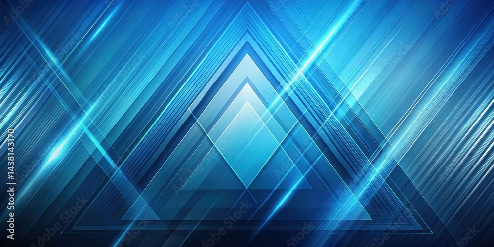 Obraz premium Abstract Geometric Shapes with a Cool Blue Color Palette and Glowing Lines