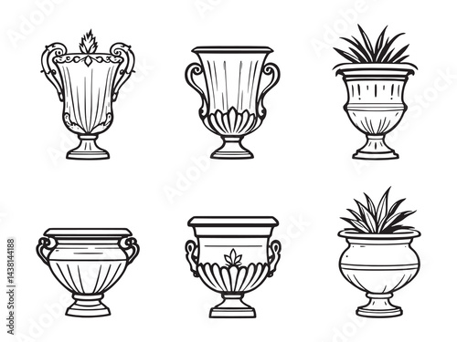Urn Plant vector line art illustration