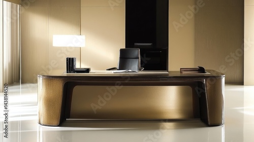 Professional corporate office suite with minimalist desks  ambient lighting  and neat organization