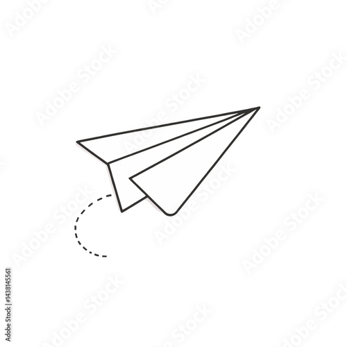 Simple Line Drawing of a Paper Airplane in Flight