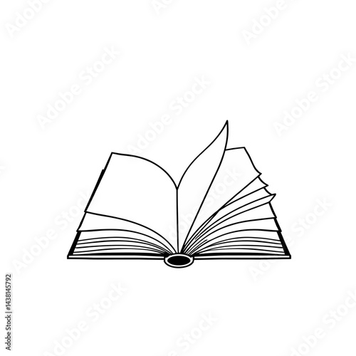 Open Book Line Art Illustration
