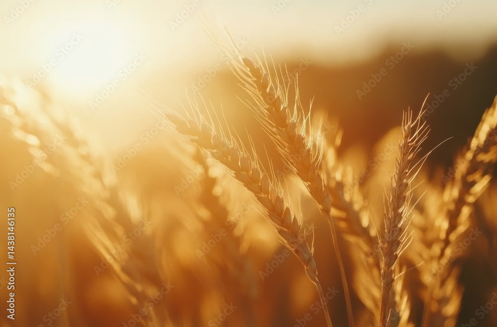 A close-up of ripe wheat stalks swaying gently A close-up of ripe wheat stalks swaying gently