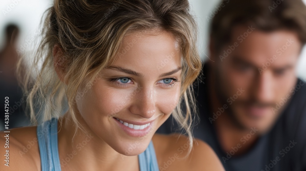 A man and a woman looking at a cell phone A man and a woman looking at a cell phone