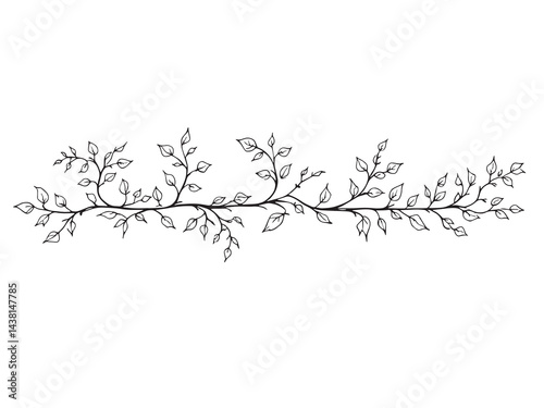 Virginia Creeper Leaf vector line art illustration