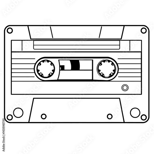 Audio Cassette Tape Outline Illustration