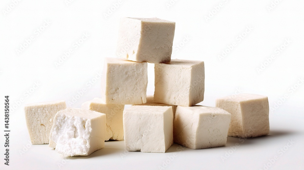Soft Tofu Cubes Neatly Stacked with Visible Texture and Shape Soft Tofu Cubes Neatly Stacked with Visible Texture and Shape