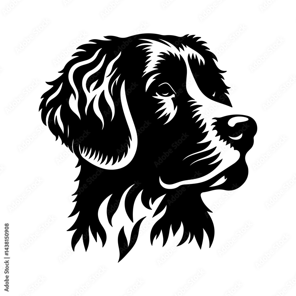 Fototapeta premium A black and white vector illustration of a dog's head, a striking animal design