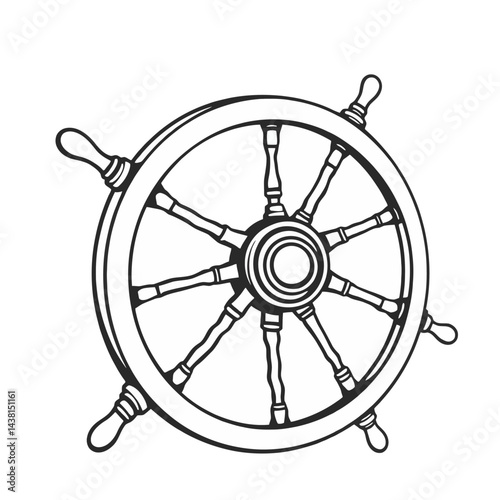 Classic Ship Wheel Nautical Illustration