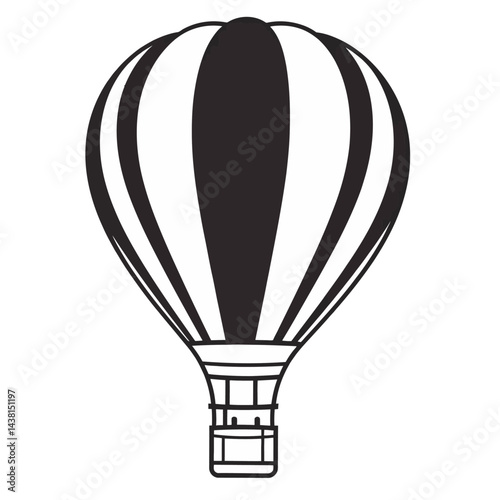 Black and White Striped Hot Air Balloon Illustration