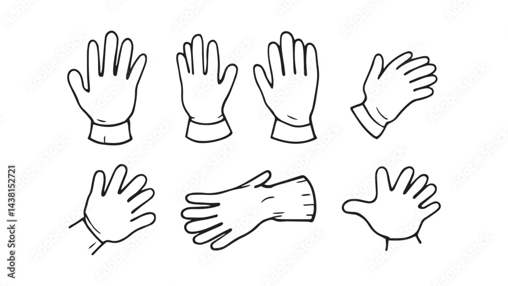 Fototapeta premium Cleaning gloves line art