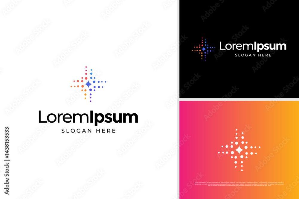 Pixel stars technology logo illustration design template Pixel stars technology logo illustration design template