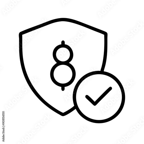 insurance shield line art icon vector illustration