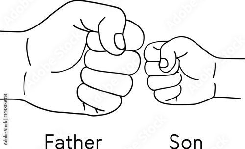 Father and Son Fist Bump Vector Silhouette, Family Bond Design, Father and Son Artwork, Parent and Child Fist Bump Illustration, Strong Relationship Graphic, Dad and Son Clipart, Love Gesture Art