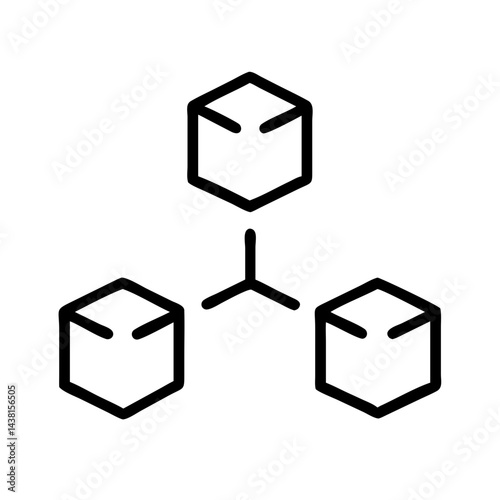 blockchain network line art icon vector illustration