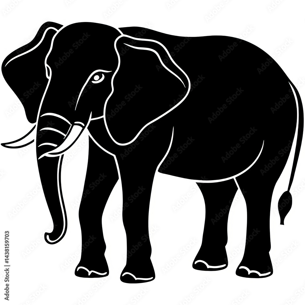 Fototapeta premium Silhouetted Elephant Illustration Representing Wildlife and Nature in Bold Simplicity