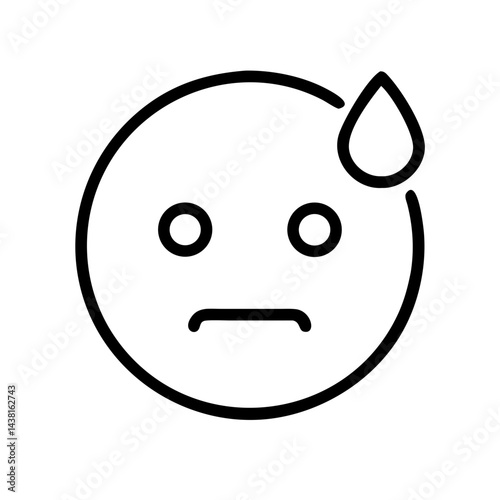 sweating emoji outline icon vector illustration