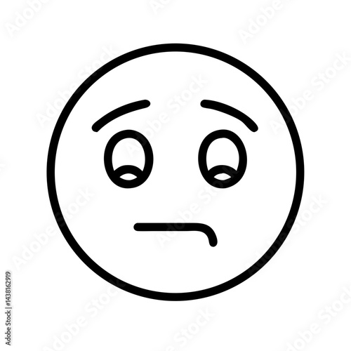 confused emoji line art icon vector illustration