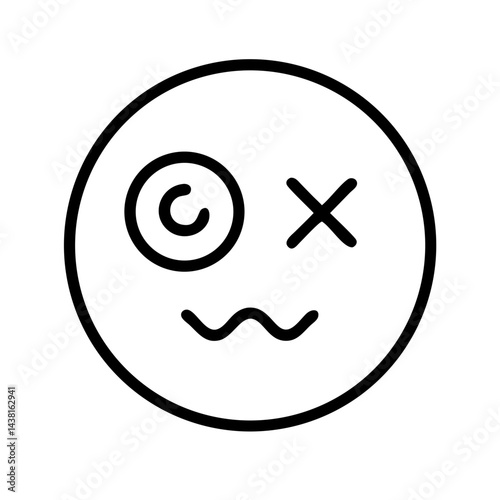dizzy emoji line art icon vector illustration