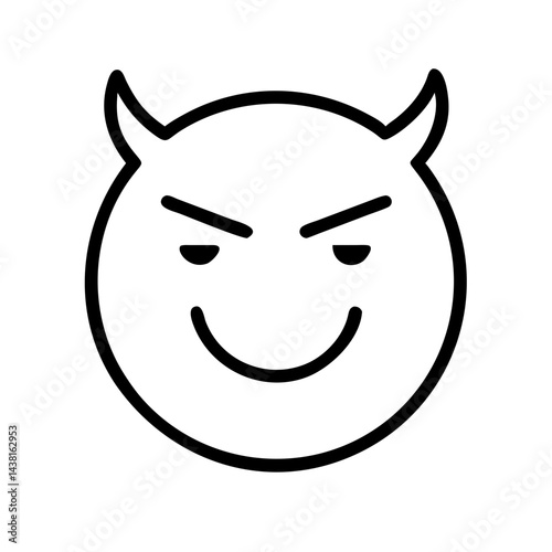 devil emoji line art icon vector illustration