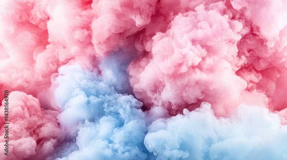 Fototapeta premium A pink and blue cloud of smoke on a white background