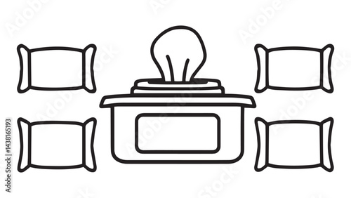 Disinfectant wipes line art