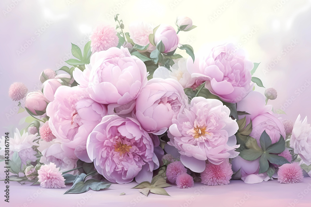 Fototapeta premium 芍薬（シャクヤク）の花のかわいい背景・壁紙