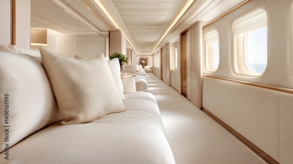 Obraz premium A long white couch sitting next to a window in a room