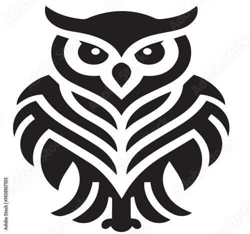 Silhouette of owl face logo icon vector illustration