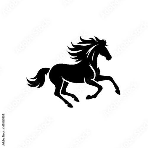 silhouette of a horse galloping on a white background