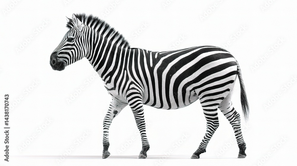 Fototapeta premium Elegant Zebra Standing in Profile with Striking Black and White Stripes