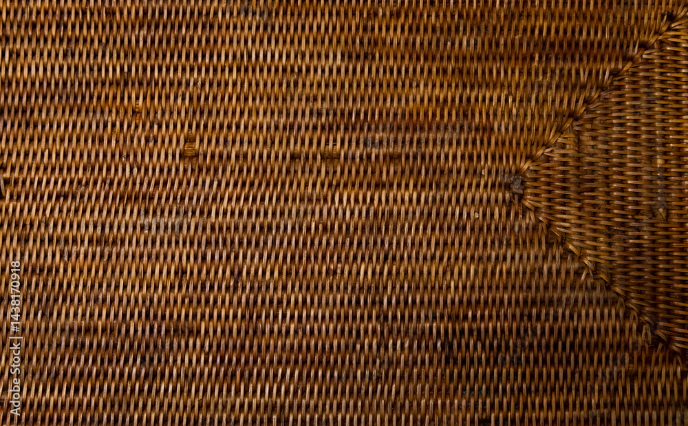 Handcraft weaving rattan basket trays. Thai tradition bamboo pattern nature textures background.