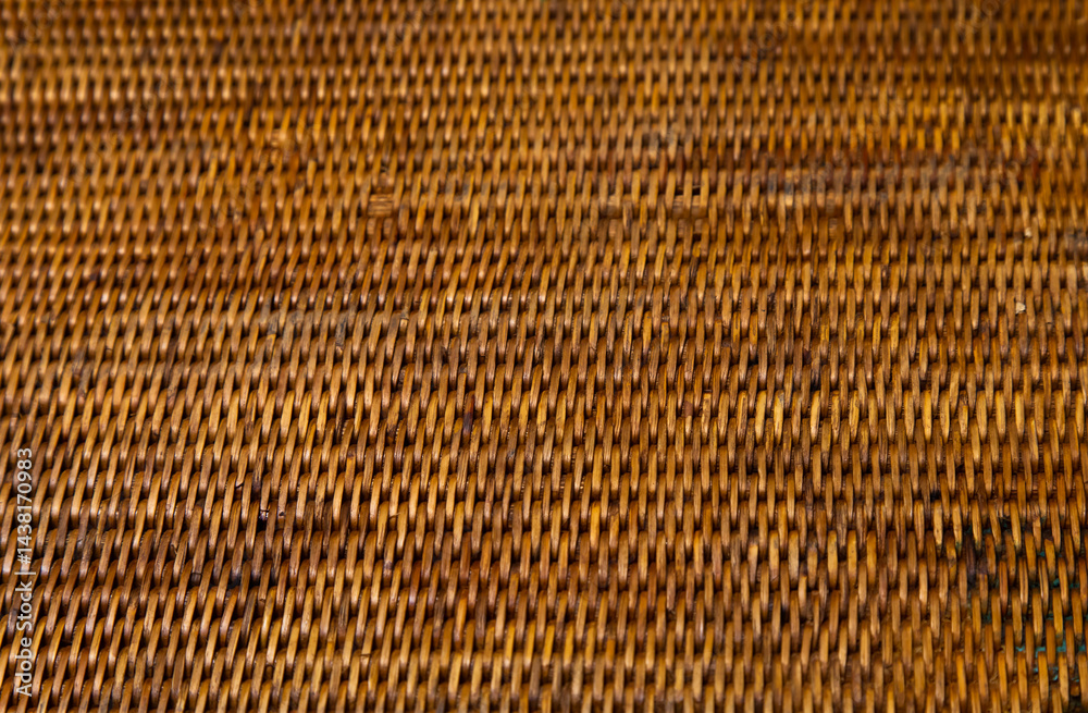 Handcraft weaving rattan basket trays. Thai tradition bamboo pattern nature textures background.