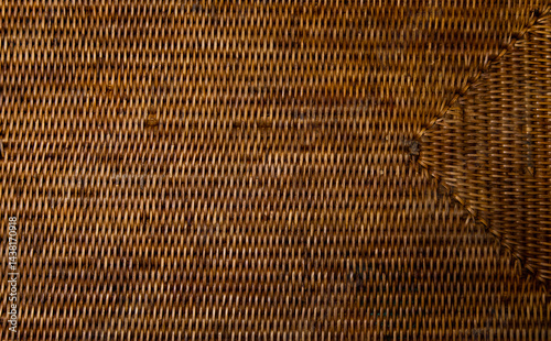 Obraz na płótnie Handcraft weaving rattan basket trays. Thai tradition bamboo pattern nature textures background. w salonie