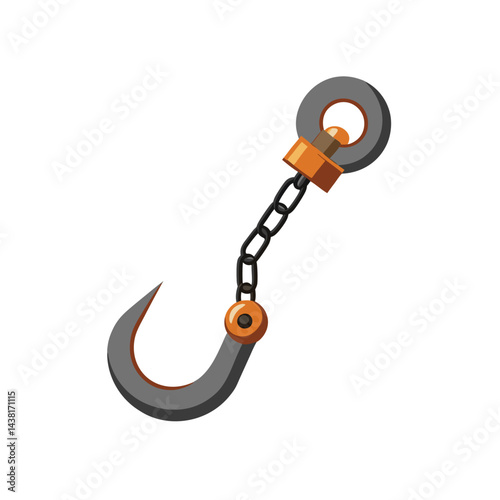 hook with metal chain vector on white background