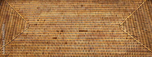 Obraz na płótnie Handcraft weaving rattan basket trays. Thai tradition bamboo pattern nature textures background. w salonie