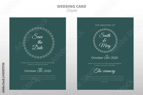 Wedding invitation romantic couple card template design
