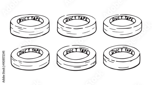 Duct tape set line art