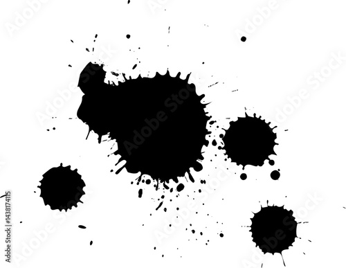 black ink brush dropping splatter splash artistic grunge graphic element