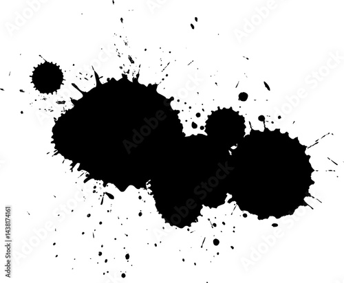 black ink brush painting splatter splash artistic grunge graphic element