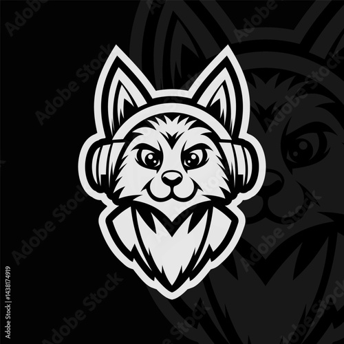 Wolf esport illustration, black white