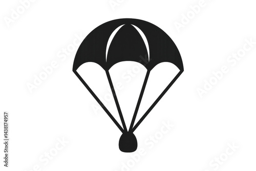 A parachute descending with a suspended load.