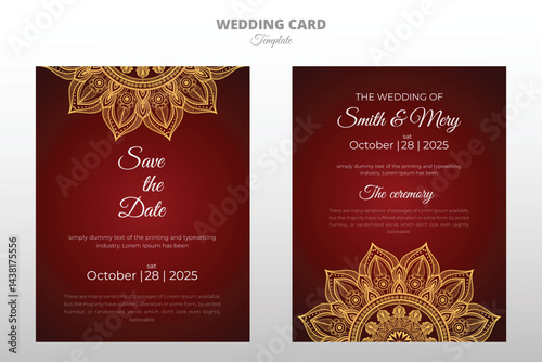 Luxury wedding invitation traditional card template design