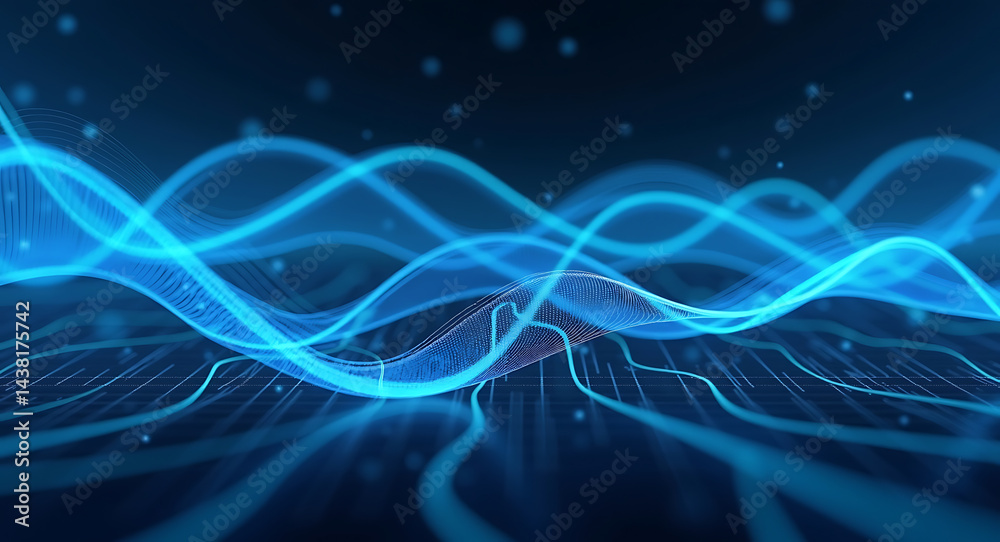 Obraz premium Abstract blue digital wave pattern for technology background