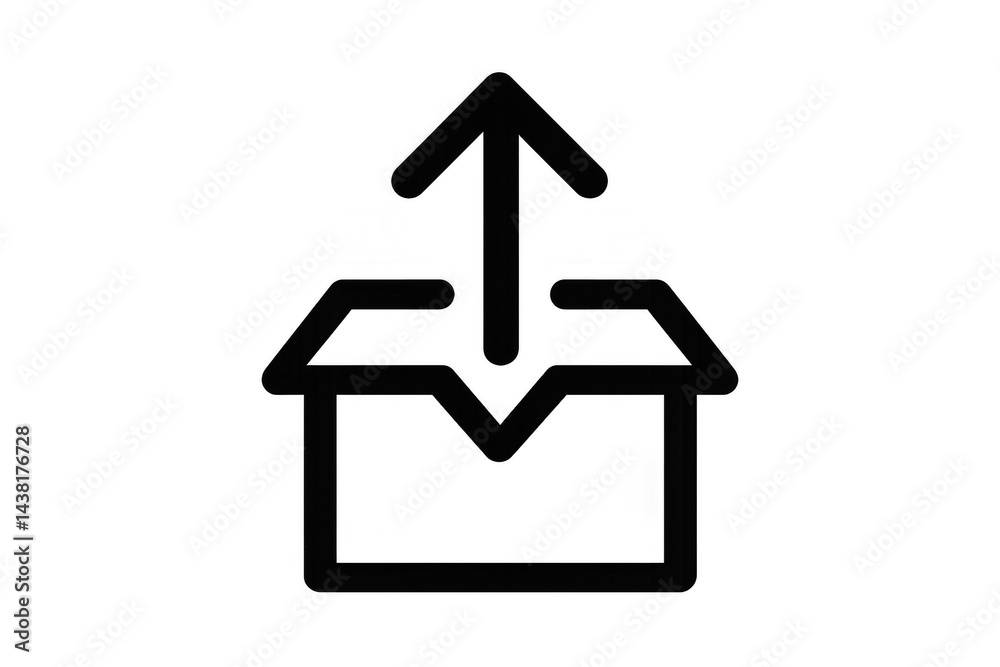 An open box with an upward arrow emerging from it.