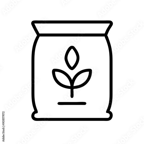 fertilizer bag line art icon vector illustration