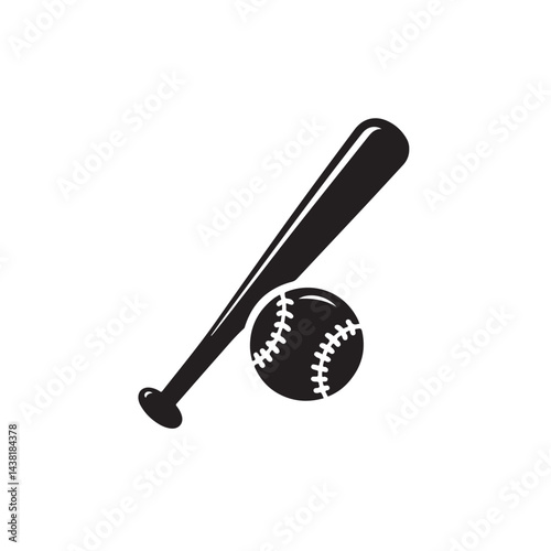 Baseball Bat and Ball Classic Silhouette